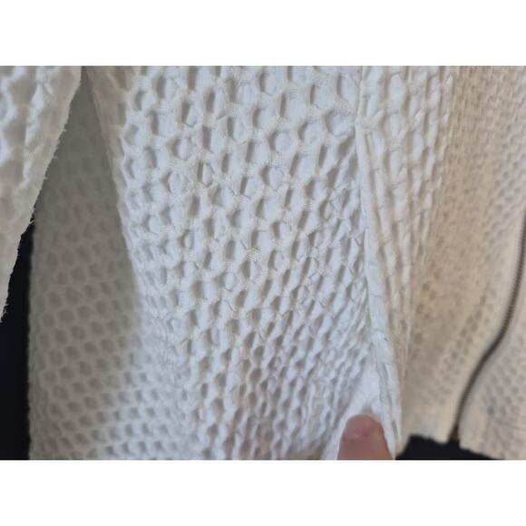 New Eileen Fisher White Textured Stand Collar Full Zip Jacket XL - Picture 4 of 8